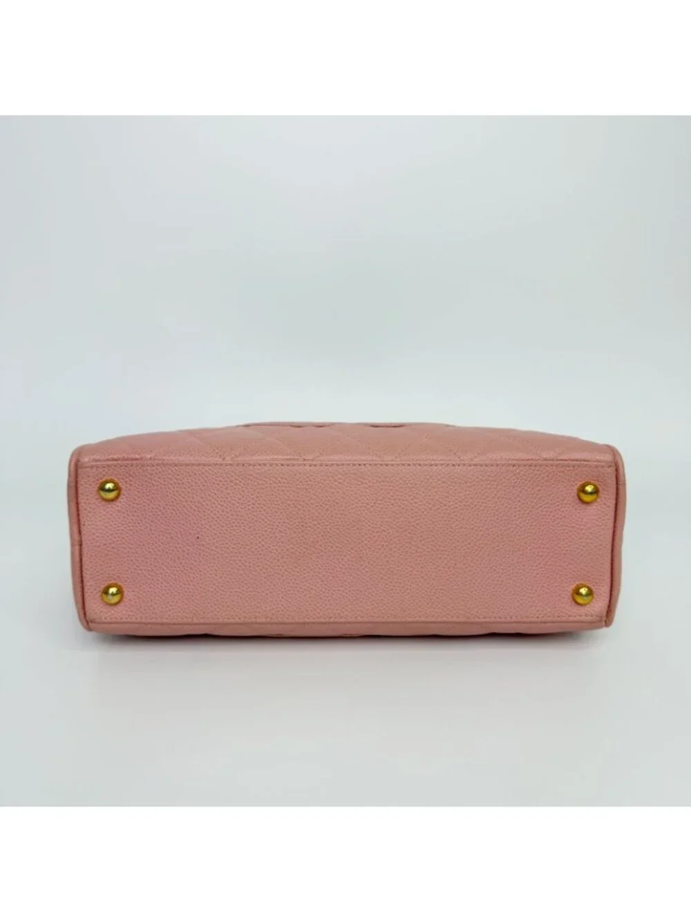 Chanel CC Logo Quilted Mini Boston Bag Caviar Leather Pink Gold Vintage